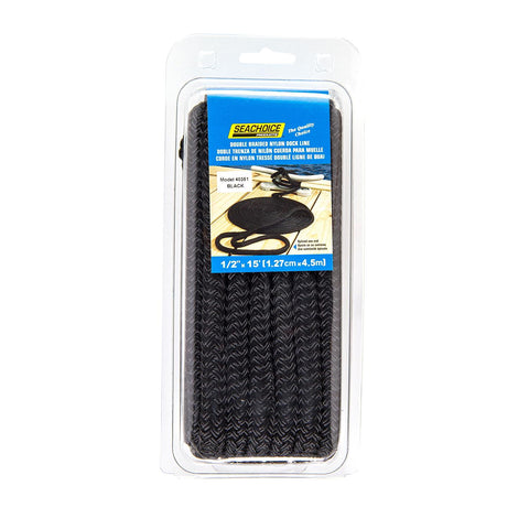 Seachoice DBL BRD DOCK LINE-BLK-1/2"X15'