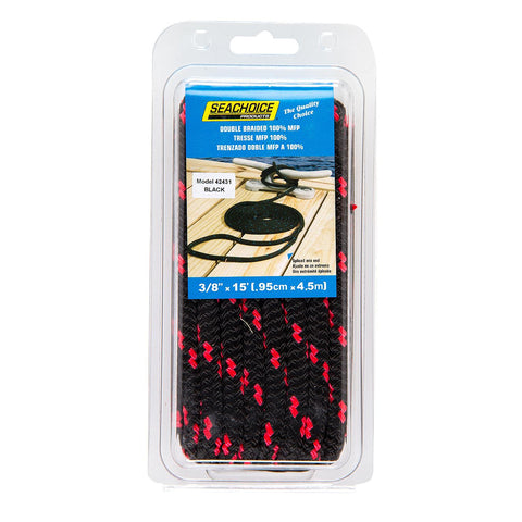 Seachoice POLY DOCK LINE BLK 3/8IN X 15F